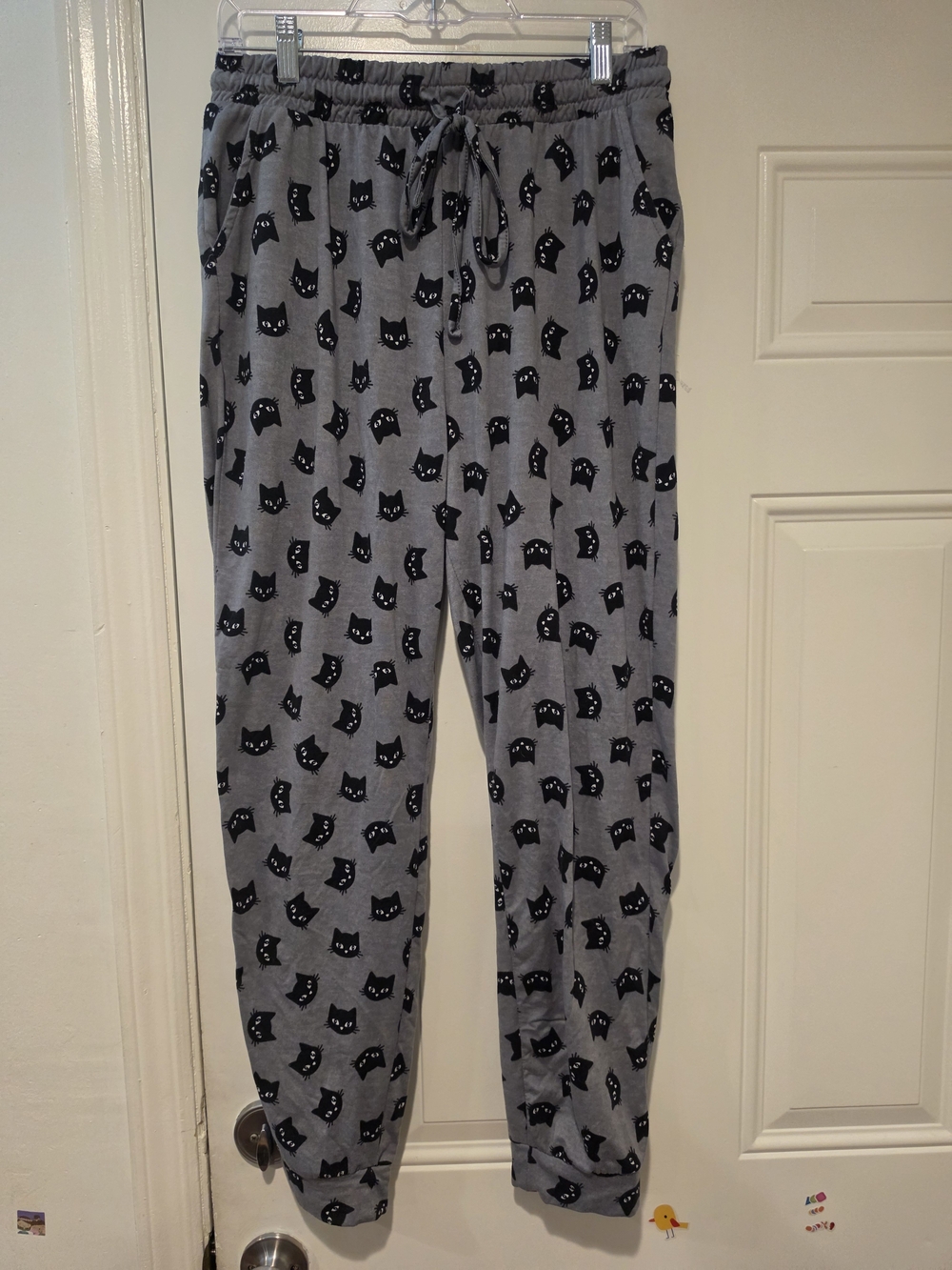 Together Gray Joggers with Black Cat Print